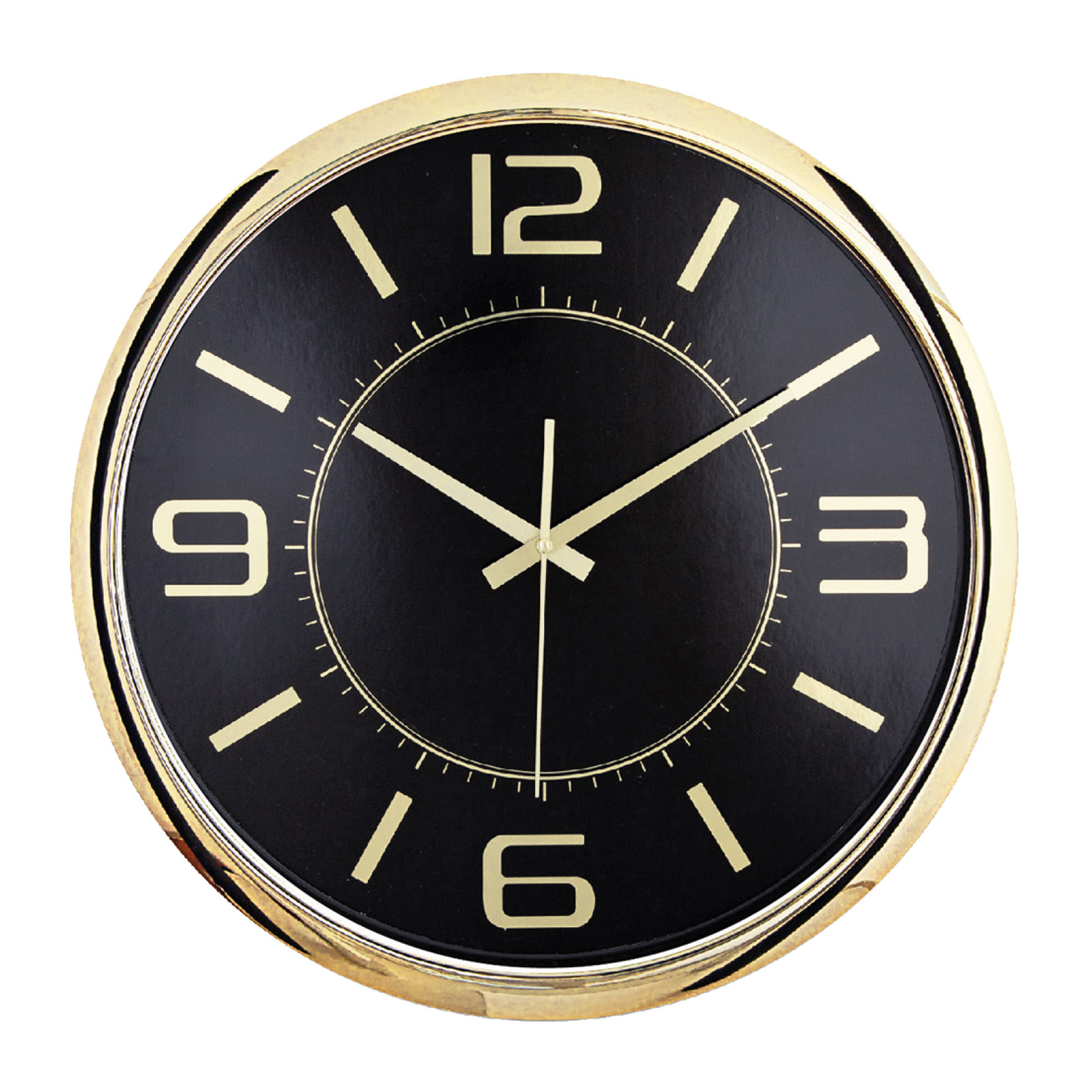 HELLEN404 SİYAH-ALTIN METALİZE ÇERÇEVE DUVAR SAATİ (420 MM)