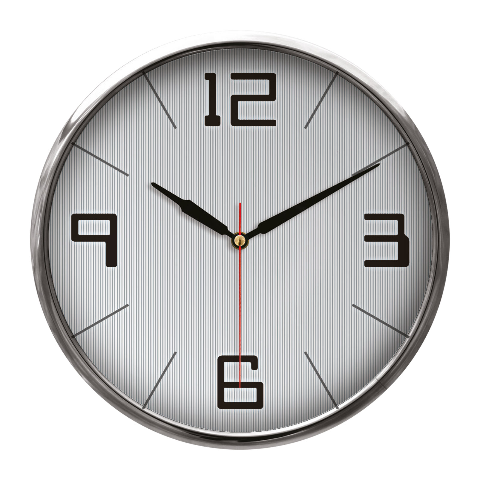 THOR707 GÜMÜŞ METAL ÇERÇEVE DUVAR SAATİ (320MM)